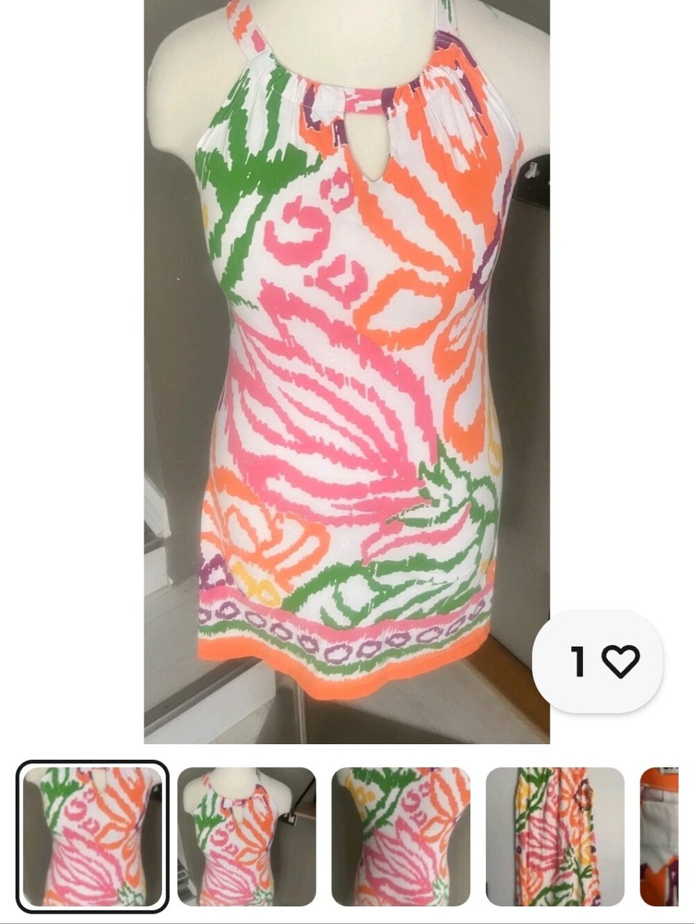 Barbara Gerwit Floral Sleeveless Dress -Halter Neck  Pink, Orange, Green, Yellow - Picture 12 of 12